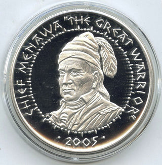 Chief Menawa Poarch Creek Indians 999 Silver 1 oz 2005 Medal Round Dollar - H156