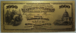 $1000 National Back Salem 1875 Novelty 24K Gold Foil Plated Note Bill 6