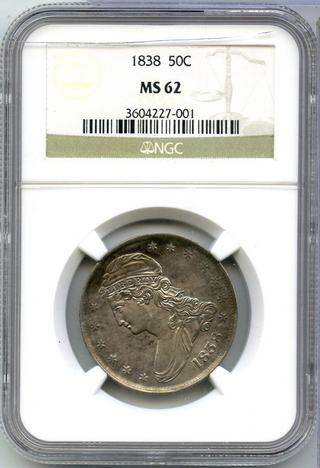 1838 Bust Half Dollar NGC MS 62 Certified - DM767