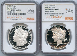 2023-S Morgan & Peace Silver Dollar Proof NGC PF70 First Day ANA Issue - JP483