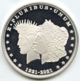 1921 - 2021 Morgan & Peace Lady Liberty 999 Silver 3 oz Art Medal Round - G191