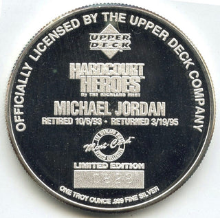 Michael Jordan Upper Deck 999 Silver 1 oz Medal Round Chicago Bulls - H129