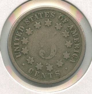 1867 Shield Nickel No Rays 5c Philadelphia Mint  - SR494