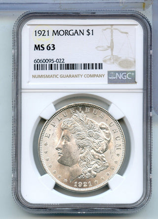 1921-P Morgan Silver Dollar NGC MS63 Philadelphia Mint - KR896