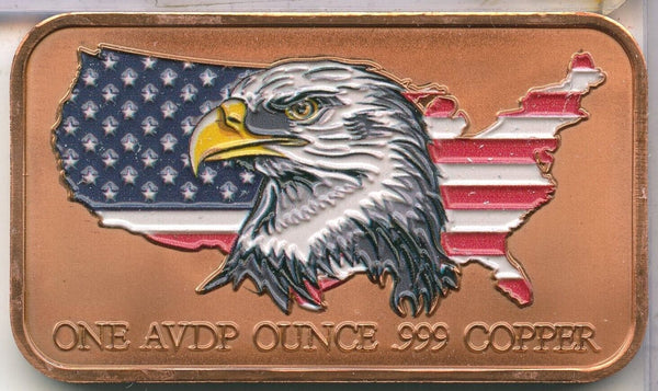 Donald Trump Flying On Eagle MT Rushmore America USA 1 Oz 999 Copper Bar Colored