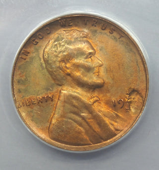 1945 Lincoln Cent Penny ANACS MS60 Struck Through Debris Recolored Details K05