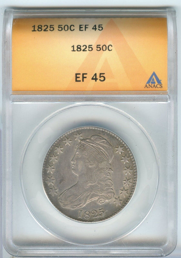 1825-P Silver Bust Half Dollar 50c ANACS EF 45 Philadelphia - SS374