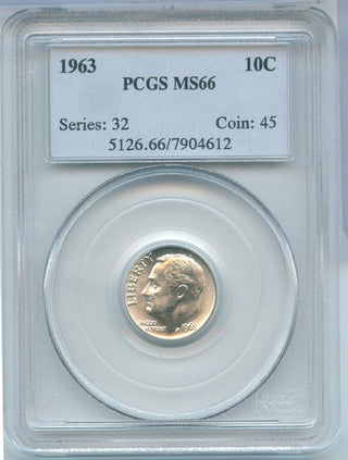 1963-P Roosevelt Silver Dime 10C PCGS MS66 Certified - Philadelphia Mint - SR73