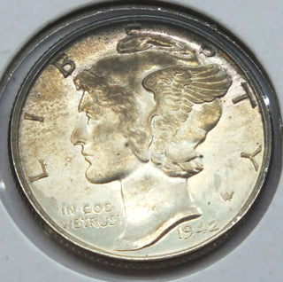 1942 Mercury Silver Dime - Philadelphia Mint - Toning Toned - J61