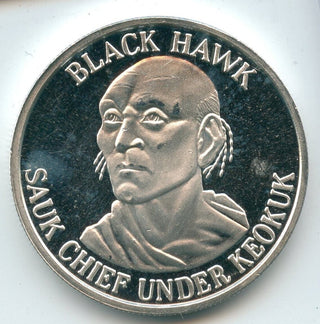 Black Hawk 999 Silver 1 oz Art Medal Round  American Indian Chief Series -SR247