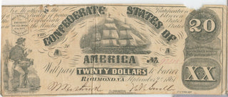 1861 $20 Twenty Dollars Confederate States Of America Note Currency T-18 - SR960