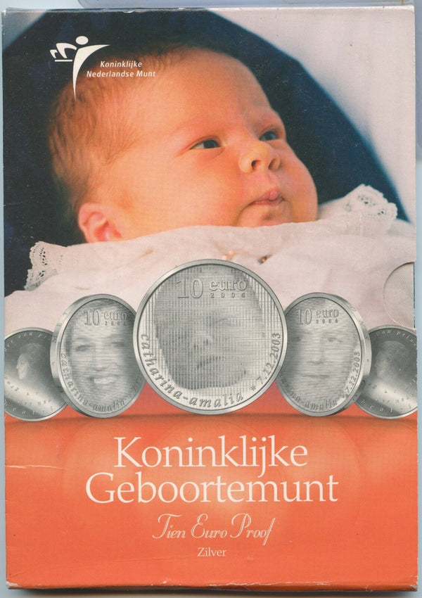 2004 Netherlands Birth Of Princess Amalia 10 Euro Silver proof Coin - SS210