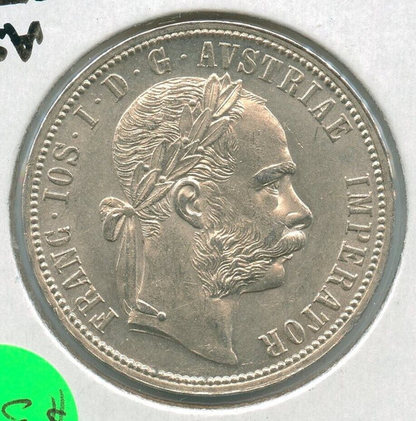 1884 Austria Silver One Florin Coin Franz Joseph I - SR838