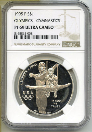 1995-P Gymnastic Olympics Proof Silver Dollar NGC PF69 Ultra Cameo Coin - J394