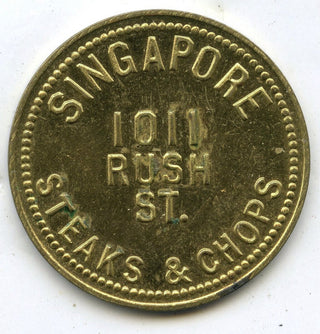 Singapore Steaks & Chops Chicago $1 Token Medal Round 1011 Rush Street - J645