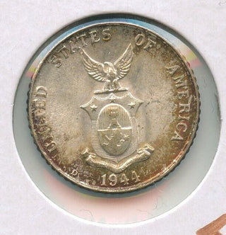 1944-D  Philippines .7500 Silver Coin 10 Centavos Toned Toning  - SS46