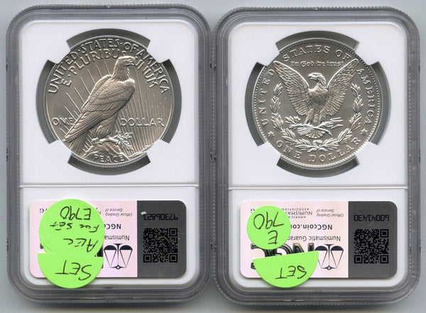 2023 Morgan & Peace Silver Dollar NGC MS 70 First Day Issue 2-Coin Set - E790