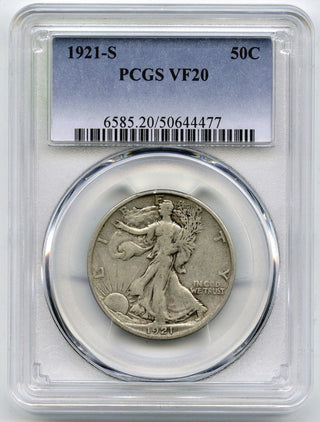 1921-S Walking Liberty Silver Half Dollar PCGS VF 20 - San Francisco Mint - K369