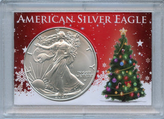 2024 American Silver Eagle 1 Oz Coin Christmas Tree Holder BU Uncirculated Gift