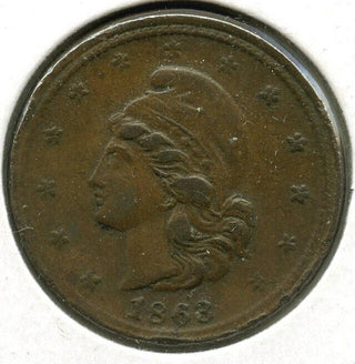 1863 Civil War Token Turban Head - Not One Cent - H787