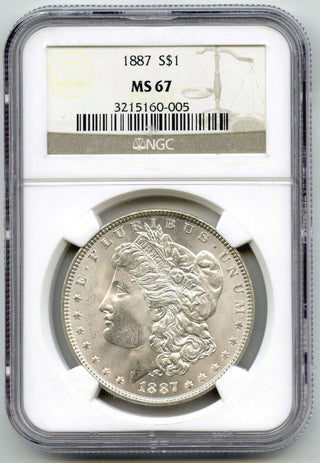 1887 Morgan Silver Dollar NGC MS 67 Certified - Philadelphia Mint - J655