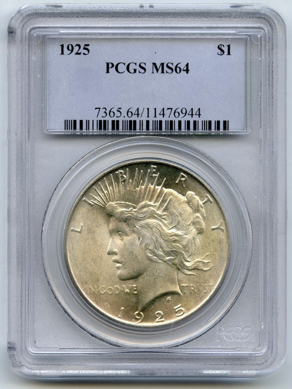 1925 Peace Silver Dollar PCGS MS 64 Certified - Philadelphia Mint - K307