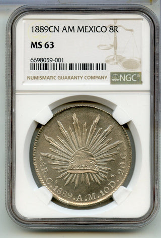 1889-CN AM Mexico 8 Real Silver Coin  NGC MS 63 -KR957