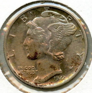 1944-S Mercury Silver Dime - AU Toned Toning - San Francisco Mint - BT162