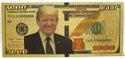 President Donald J Trump $1000 Novelty 24K Gold Foil Plated Note Bill - LG306