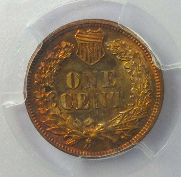 1889 Indian Head Cent Penny PCGS PR63 RB Certified - Toning Toned - K313