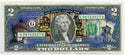 $2 Two Dollars Hot Springs National Park Enhanced Color Genuine Bill Note Money