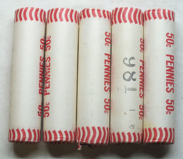 Lot of (5) 1981 Lincoln Memorial Cent Pennies Coin Rolls - Penny Lot - K377