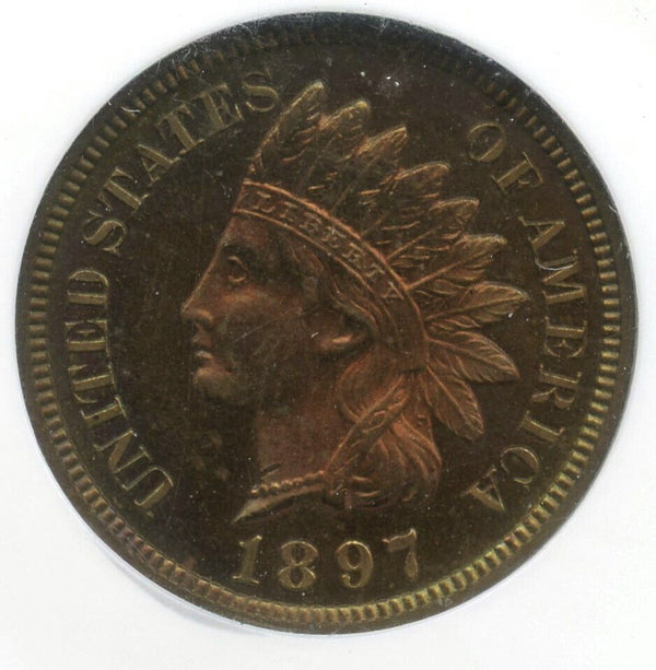 1897 Indian Head Cent Penny NGC PF66 RB Certified - Toning Toned - C289