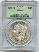 1891-O Morgan Silver Dollar PCGS MS64 Green Label - New Orleans Mint - J23