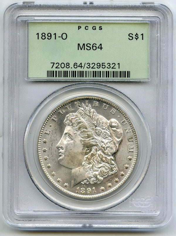 1891-O Morgan Silver Dollar PCGS MS64 Green Label - New Orleans Mint - J23