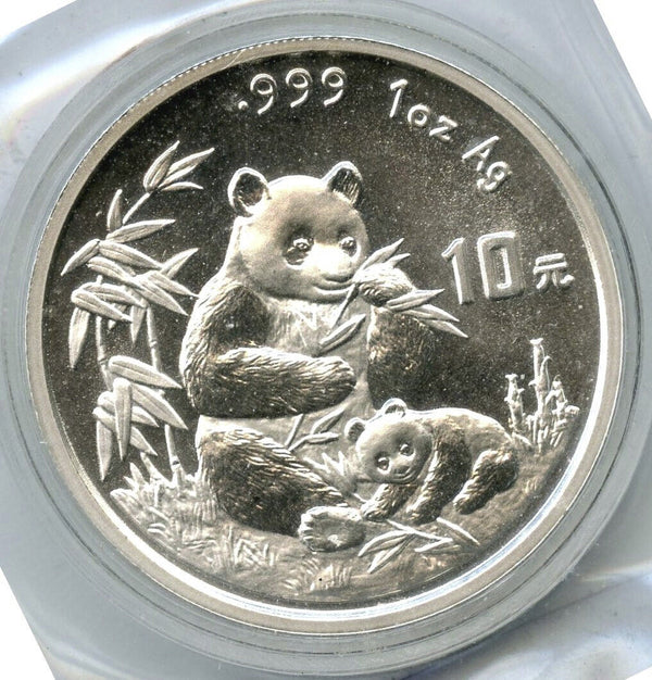 1996 China Panda 999 Silver 1 oz Coin 10 Yuan - Chinese Bullion Large Date K140