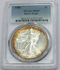 1989 American Eagle 1 oz Silver Dollar PCGS MS67 Toning Toned - C489