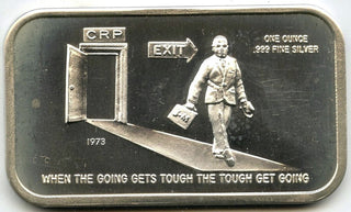 Watergate CRP Ingot Bar 999 Silver 1 oz Medal When Going Gets Tough - H430