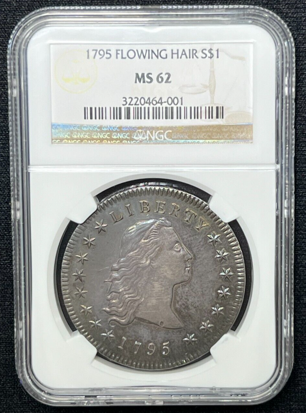 1795 Flowing Hair Silver Dollar NGC MS62 $1 Certified Coin Rare - JP821