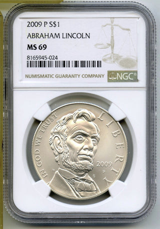 2009-P Abraham Lincoln Silver Dollar NGC MS69 Certified $1 Coin - J410