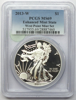 2013-W Silver Eagle 1 oz PCGS MS 69 Enhanced Mint State - West Point - G269