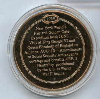 US Neutrality Proclaimed 1939 Bronze Proof Art Medal Franklin Mint Round JL136