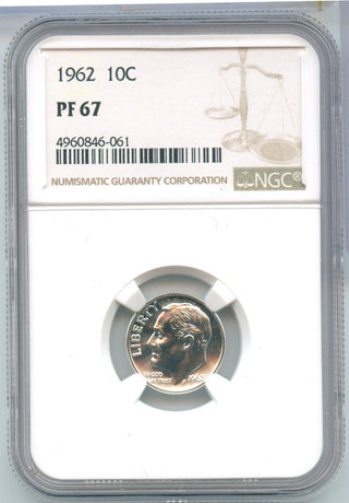 1962-P Proof Silver Roosevelt Dime 10c NGC PF67 Philadelphia Mint - SR995