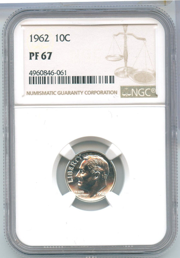 1962-P Proof Silver Roosevelt Dime 10c NGC PF67 Philadelphia Mint - SR995