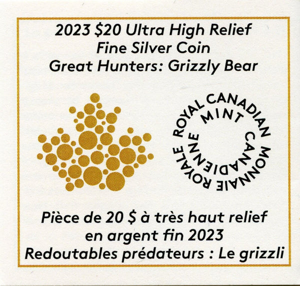 2023 Canada Great Hunters NGC PF70 Grizzly Bear 1 Oz Silver Proof $20 Coin JP503