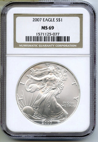 2007 American Eagle 1 oz Silver Dollar NGC MS69 Certified - One Ounce - B318