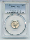 1945-D Silver Mercury Dime 10c PCGS MS66 Denver Mint - SR984