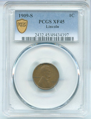 1909-S Lincoln Wheat Cent Penny PCGS XF45 San Francisco Mint- SR176