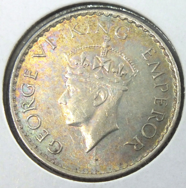 1940 India 1/4 Rupee Coin - Toning Toned - King George VI - J779