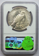 1925-S Peace Silver Dollar NGC MS 60 Certified - San Francisco Mint - K344